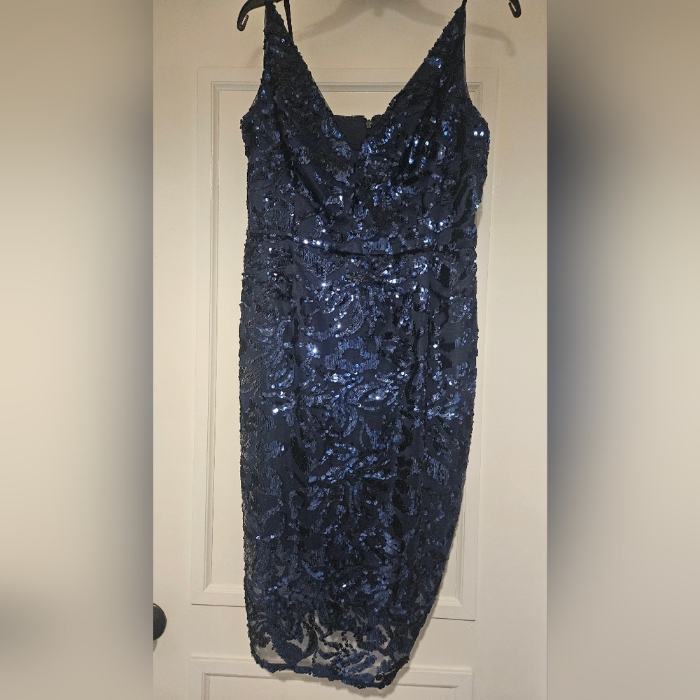 Eliza J Midnight Blue Strapless Sequin Dress